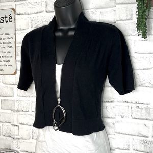 DB Simple Black Knit Cropped Cardigan Sweater Size S